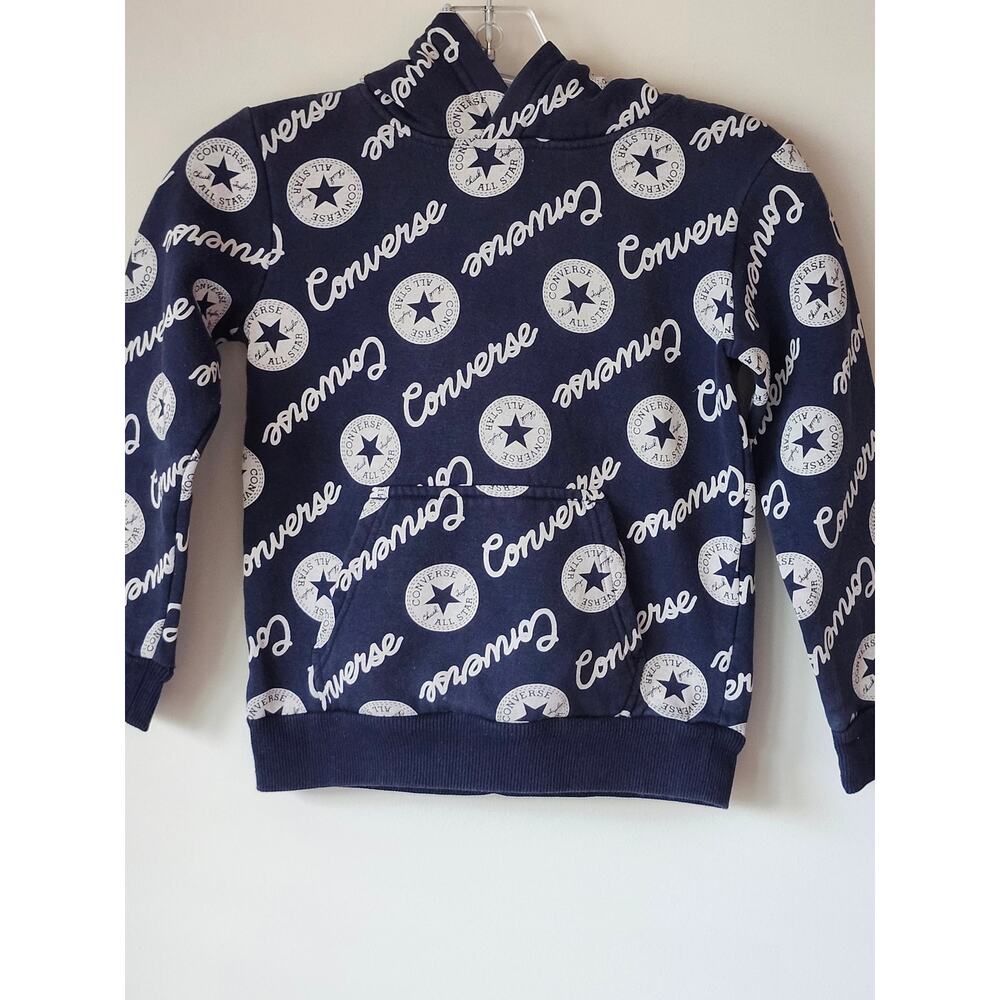 Converse Blue/Gray Star Logo All Over Skater Sweatshirt Hoodie Youth Sz 6 K0015
